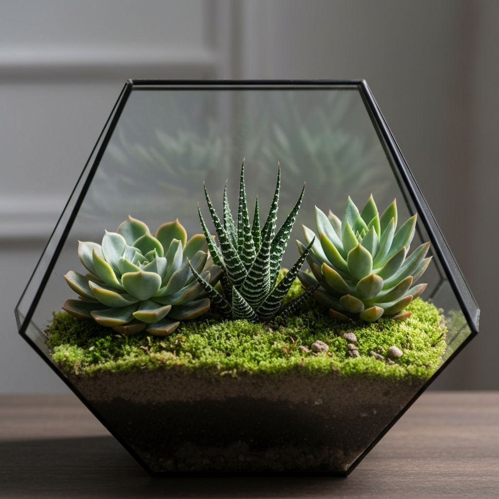 Terrario con suculentas y musgo